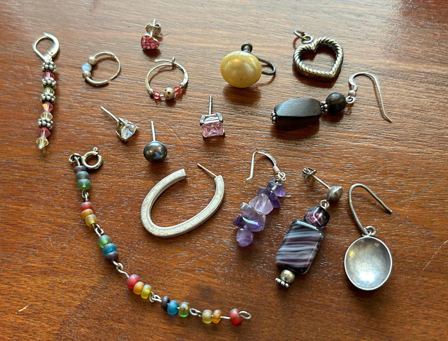 Sterling Silver 925 & Silver Tone Charm Single Earring Pendant LOT