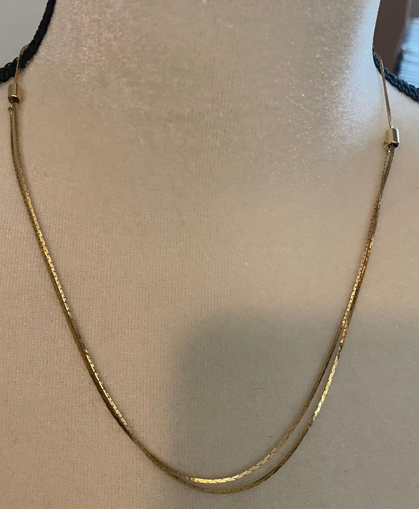 Gold Tone Adjustable Multistrand Choker Necklace