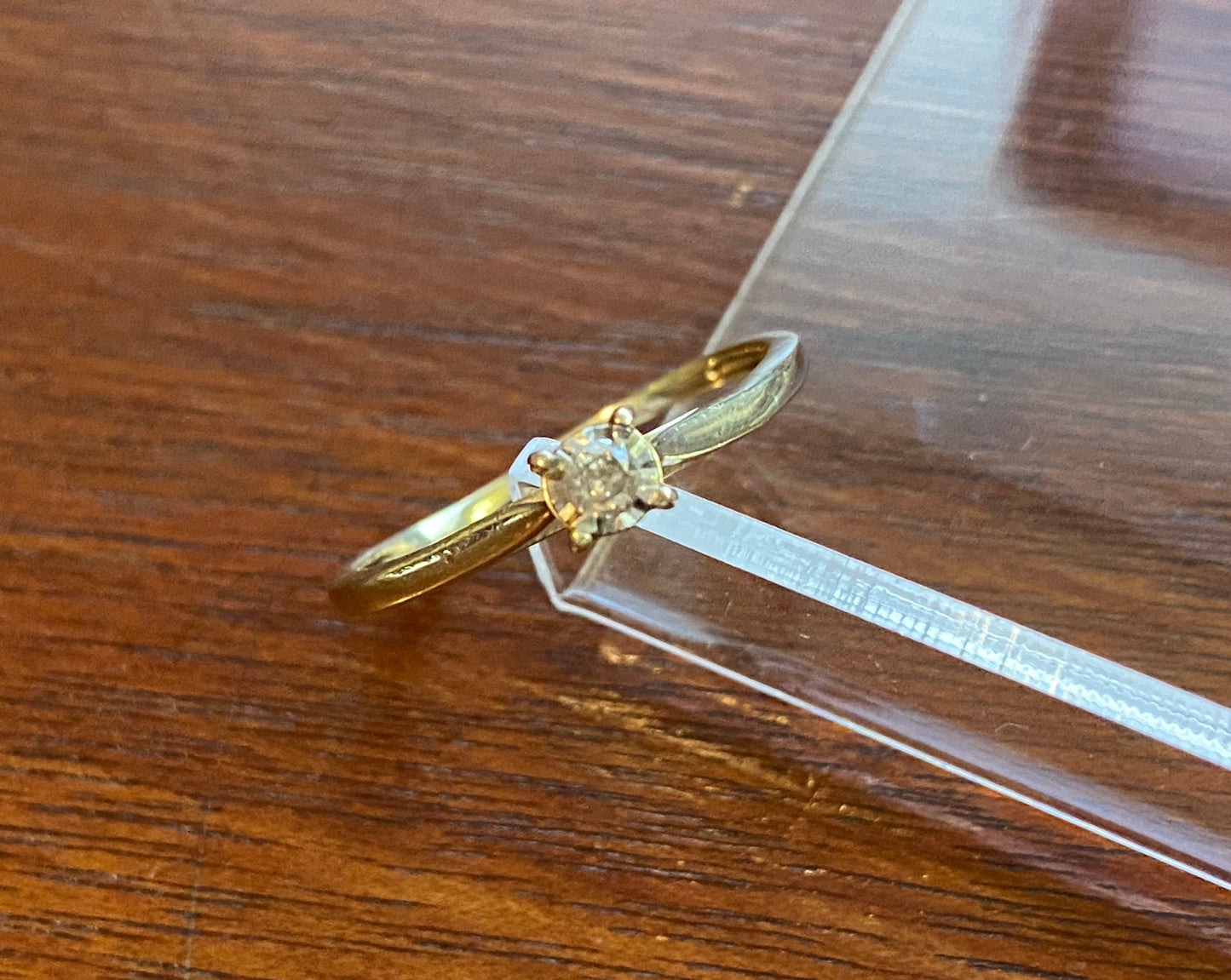 10k Yellow Gold Round Diamond Engagement Ring Sz 9