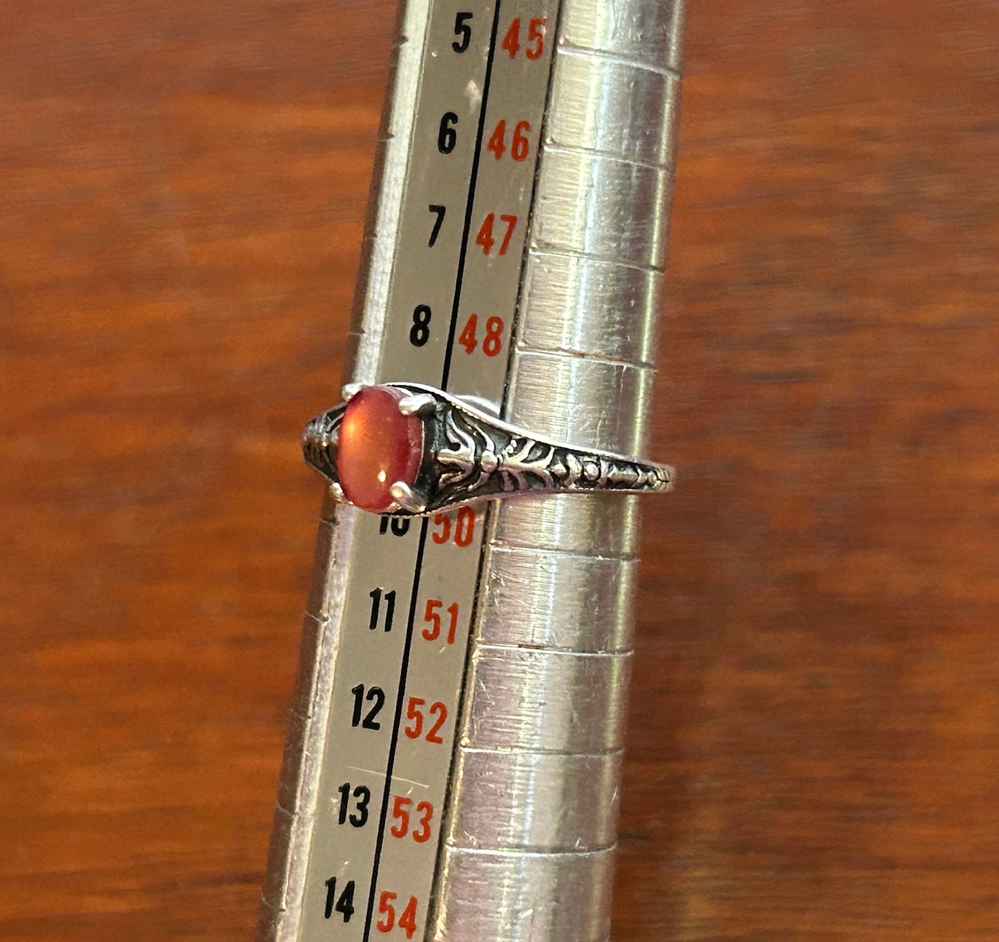 Sterling Silver 925 Pink Oval Stone Ring Sz 4.75