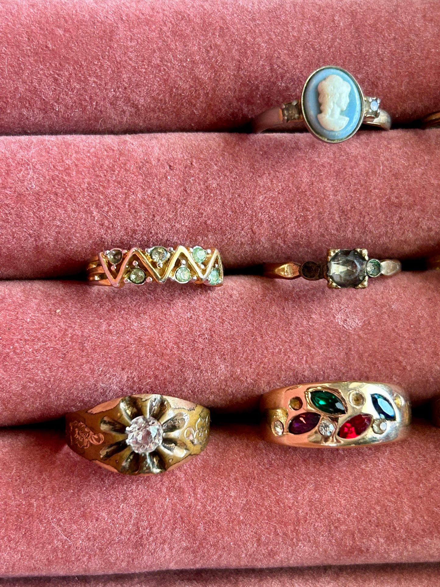 Vintage Lot of Gold Filled Plate Rings Damaged Missing Stones