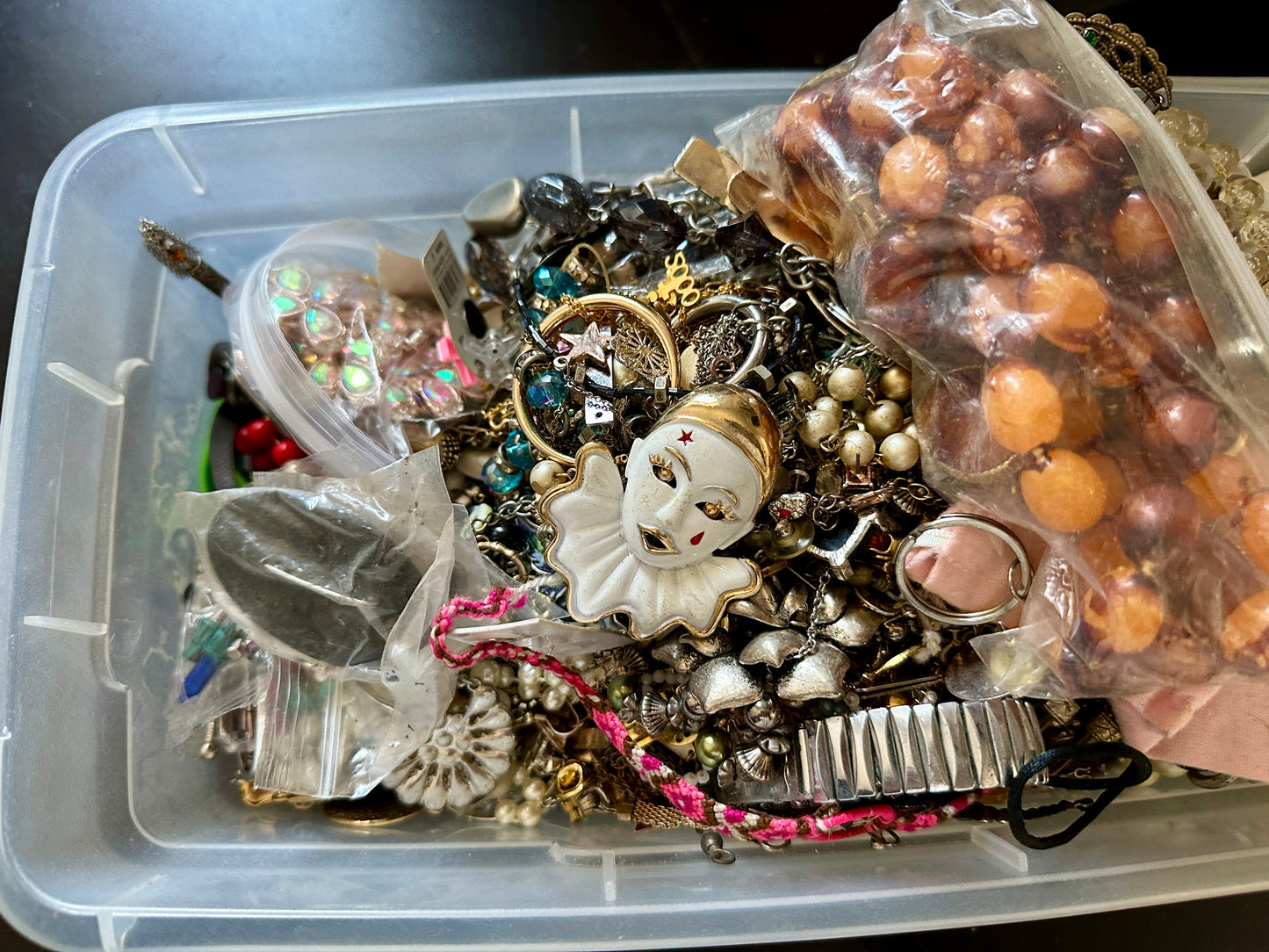 Vintage to Now Jewelry Craft Lot Beads Rhinestone Harvest Chains Repair 7.6lbs