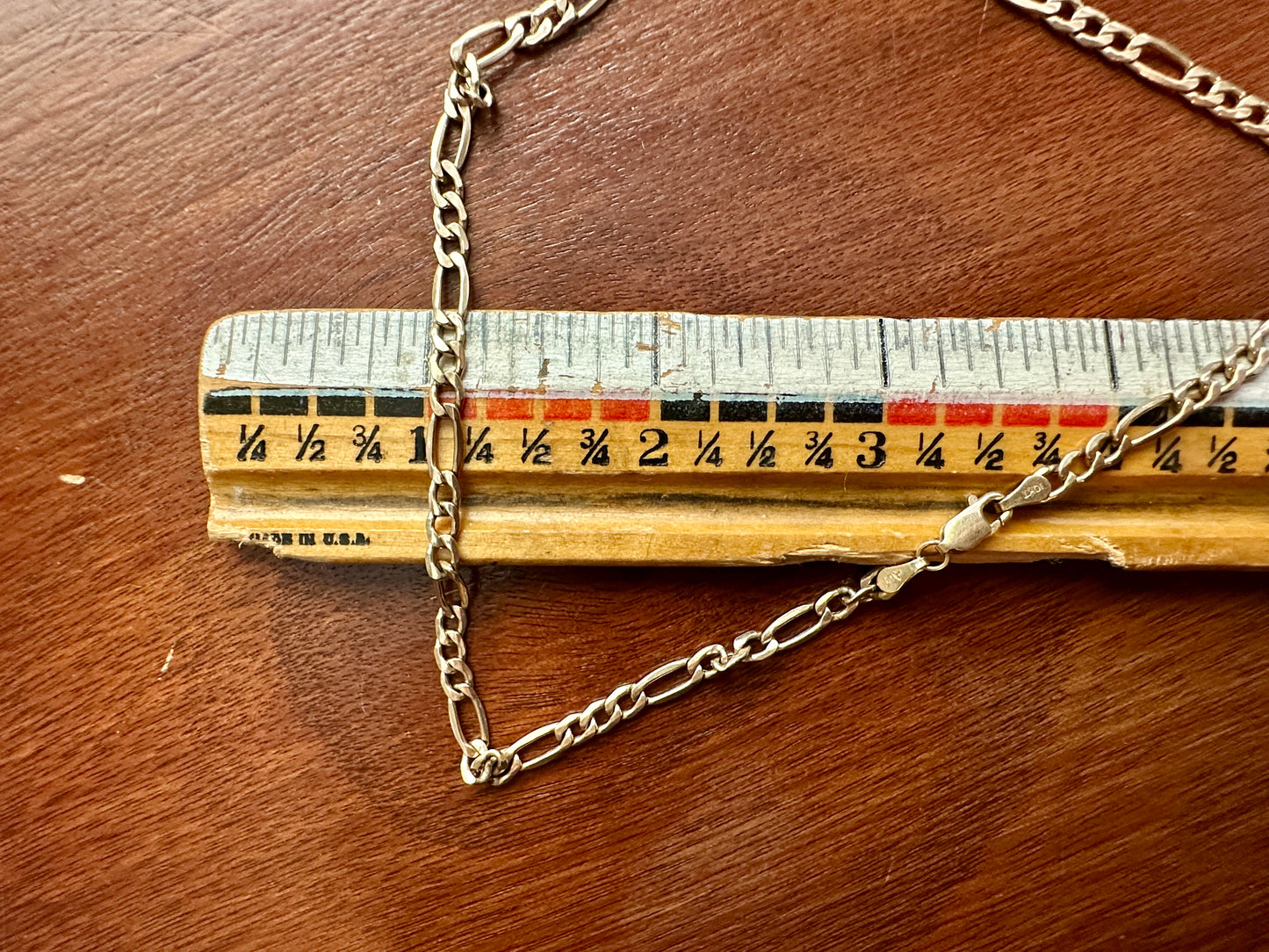 10k Yellow Gold Flat Figaro Chain Necklace 21.5" Long x 4mm * Damaged Link *