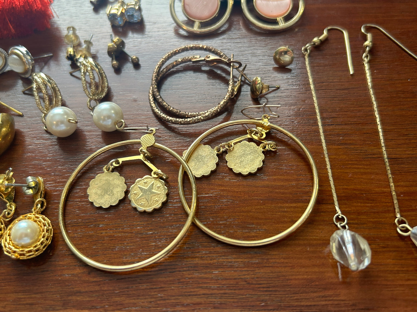 Vintage to Now Pierced Earrings Earring Lot Classic Gold Tone Hoops Faux Pearl