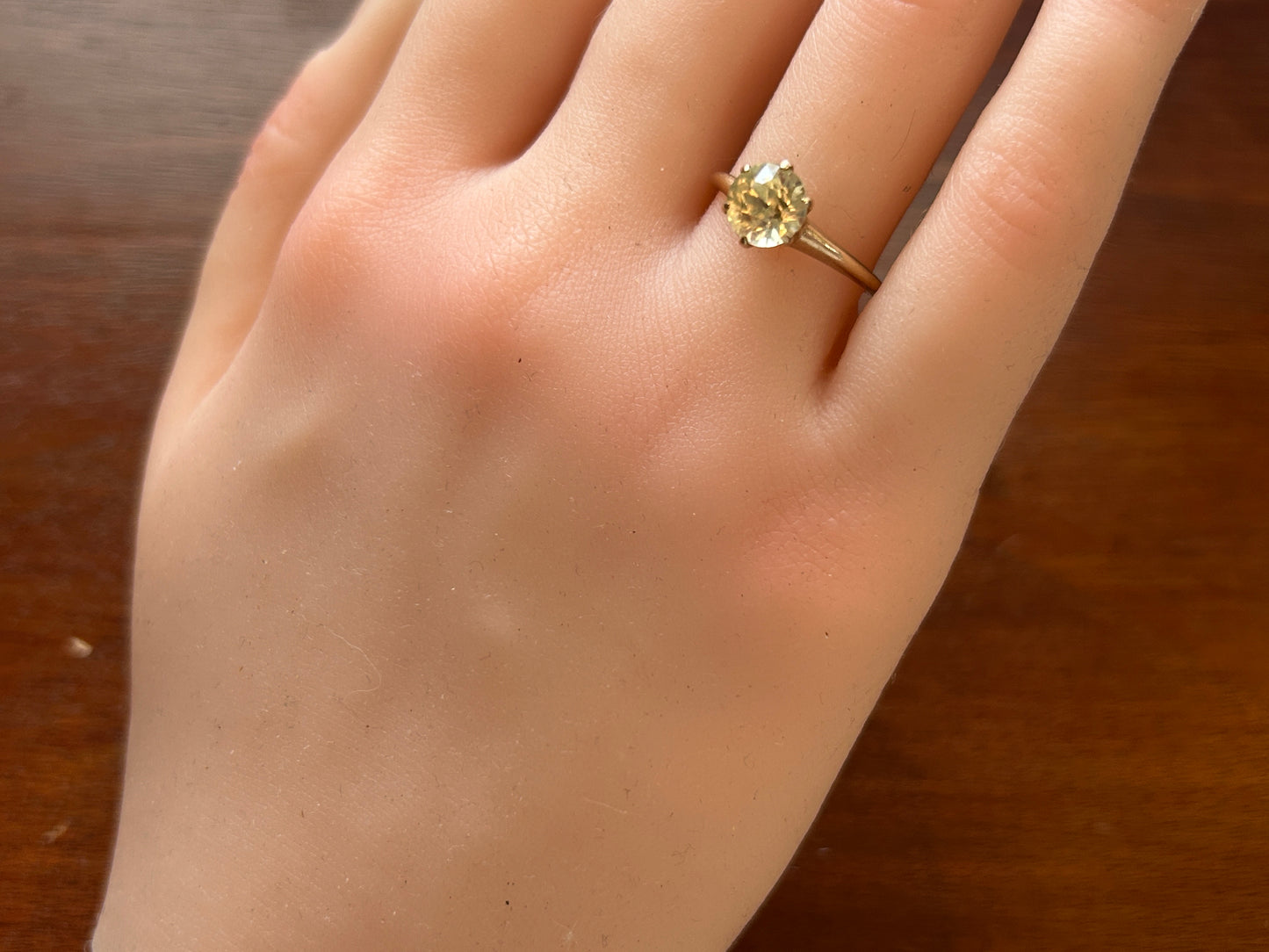 Vintage 10k Yellow Gold Yellow Stone Solitaire Ring Sz 7