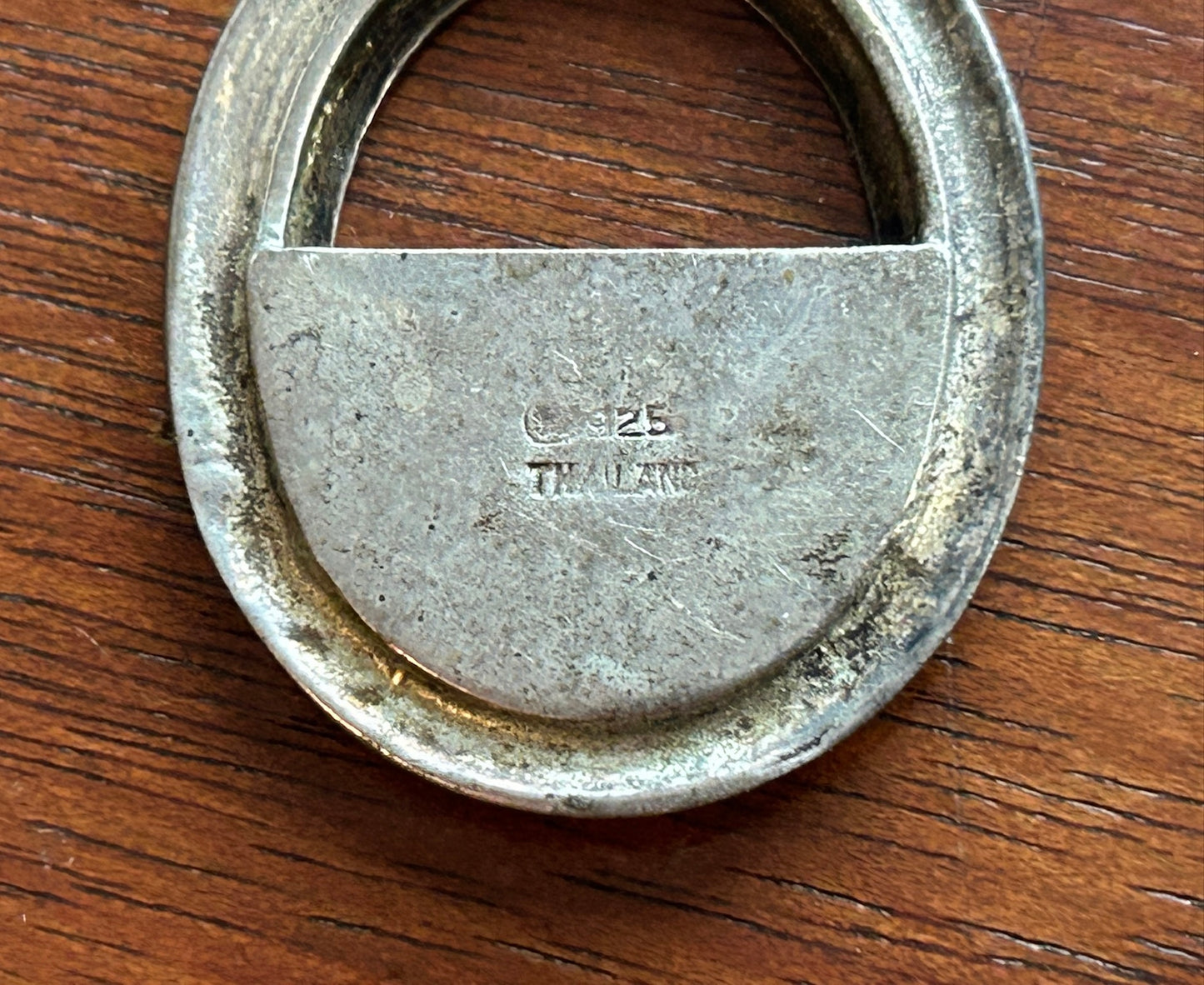 Vintage Sterling Silver 925 Bow Oval Shaped Picture Frame Brooch Pin Dangly