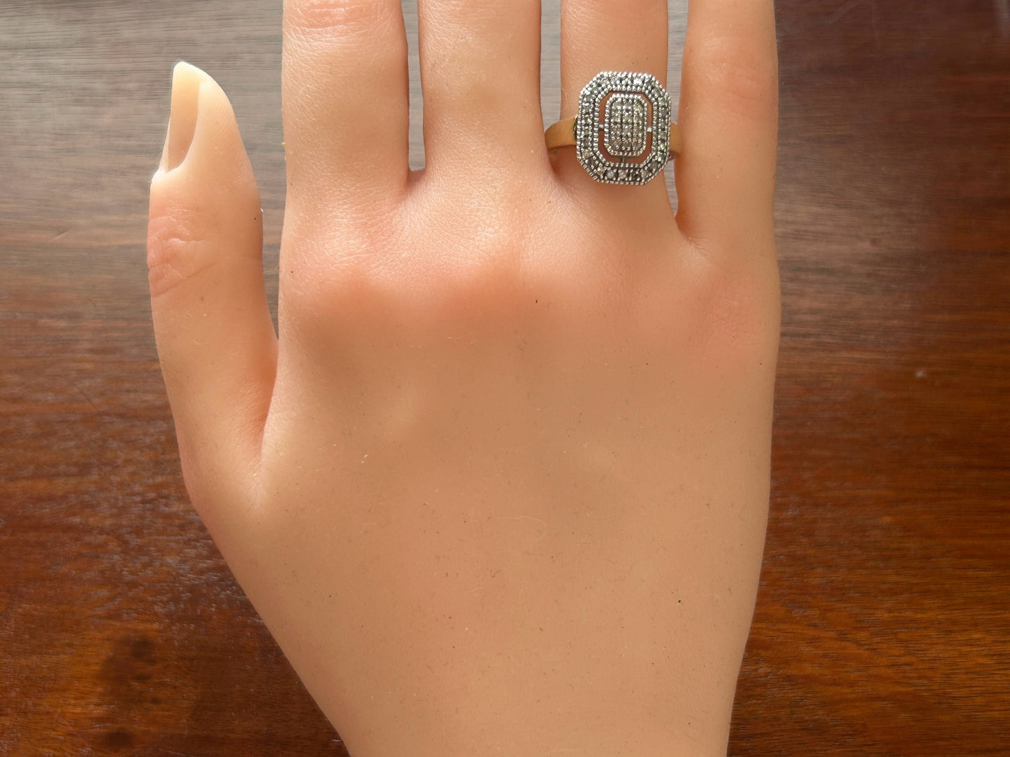 10k Yellow Two Tone Gold Diamond Pave Ring Sz 7