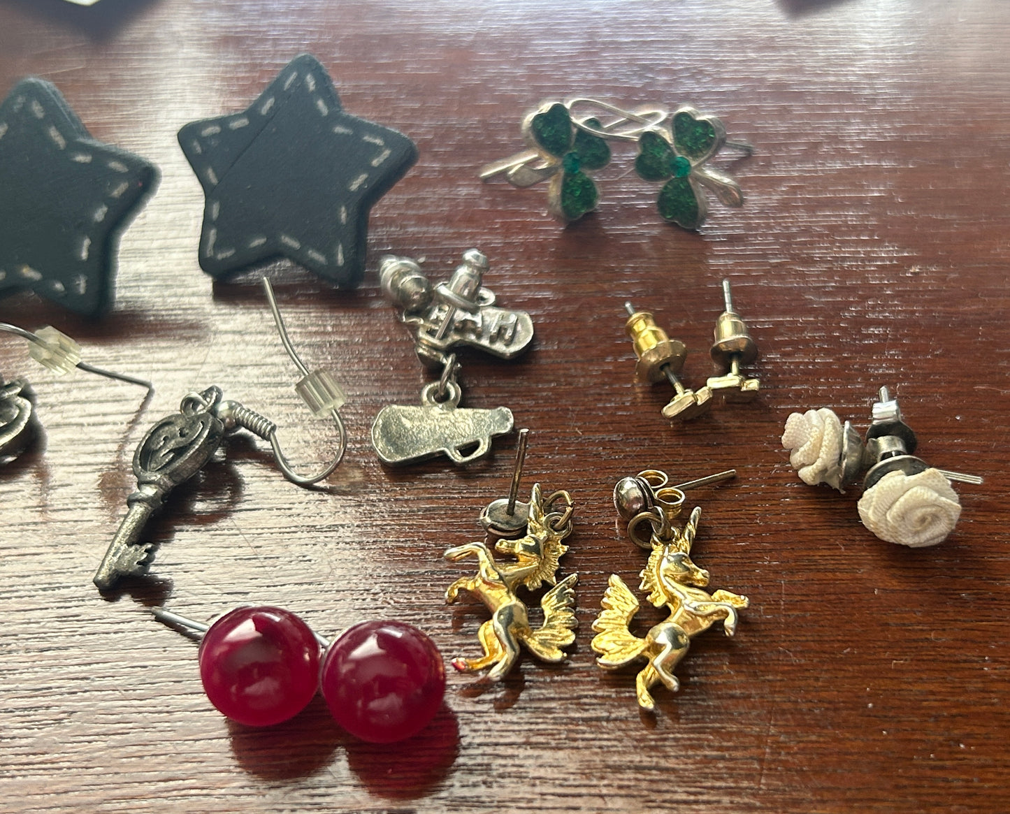Lot of Vintage to Now Fun Earrings Rainbow Unicorns Snoop Skeleton Key Stars