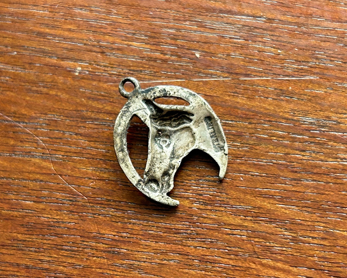 Vintage Sterling Silver 925 Horse Horseshoe Relief Cut Out Bust Necklace Pendant