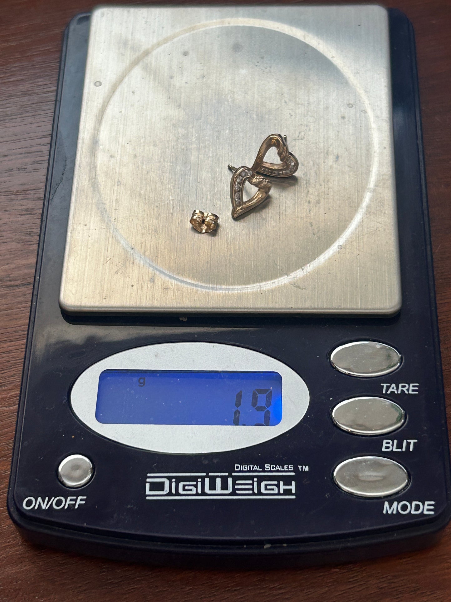 14k Yellow Gold Channel Set .20ctw Diamond Open Heart Stud Pierced Earrings