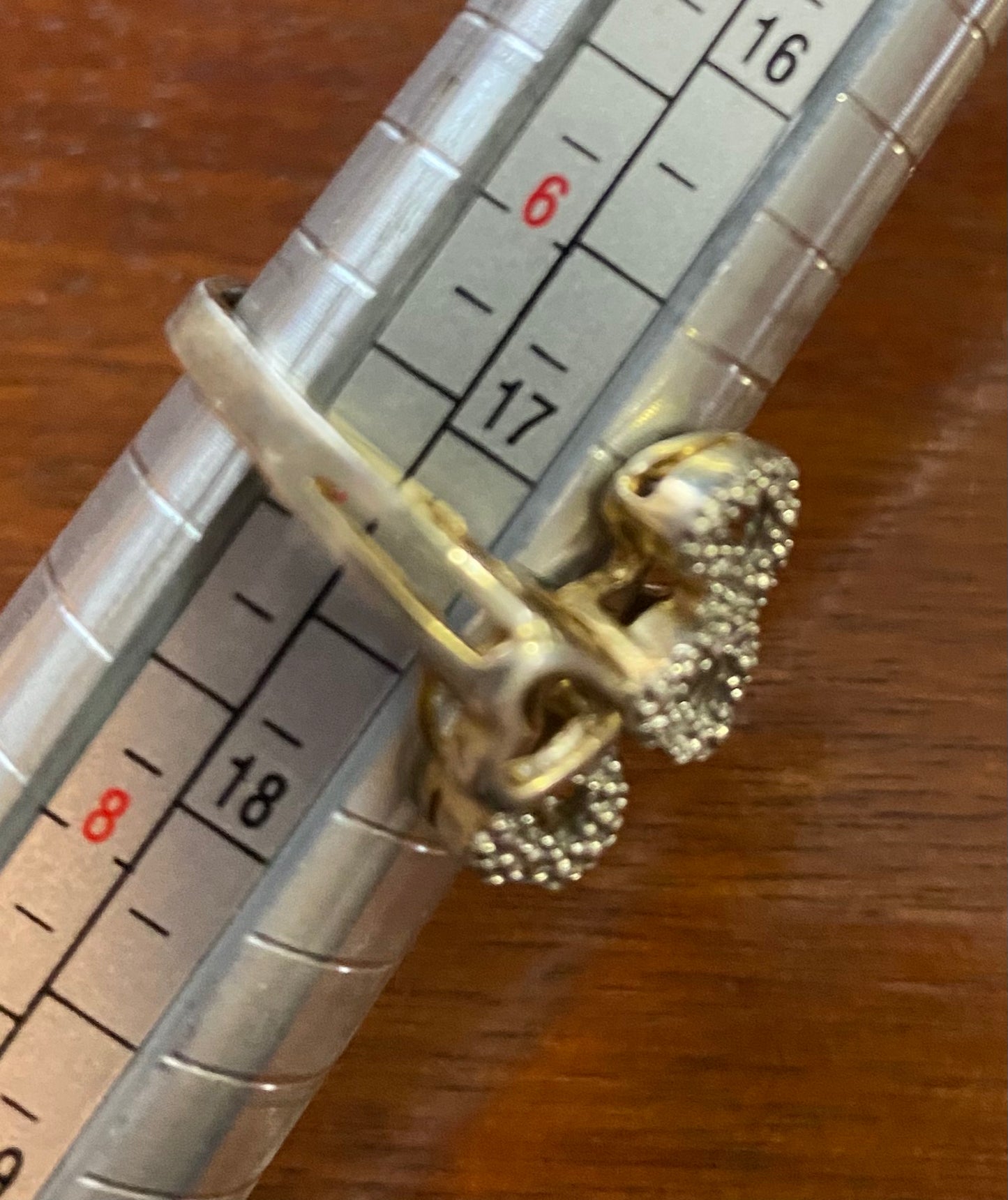Gold Vermeil Sterling Silver 925 Diamond Heart Ring Sz 7
