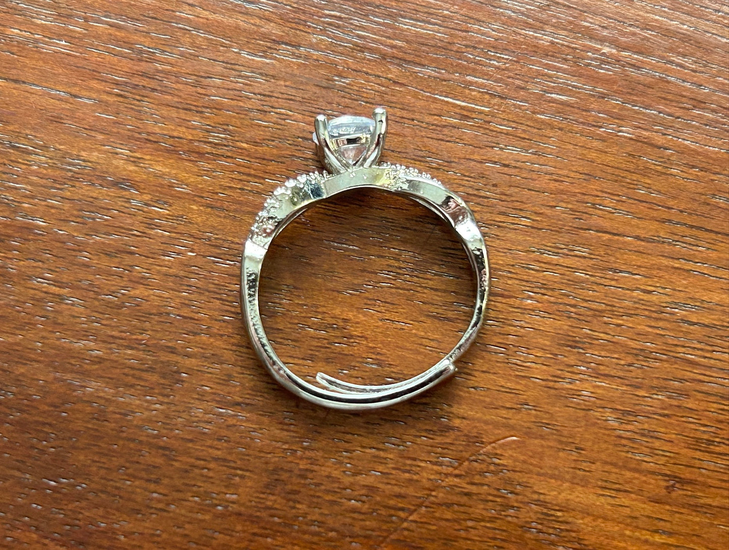 Silver Tone Rhinestone CZ Cubic Zirconia Ring Sz 8