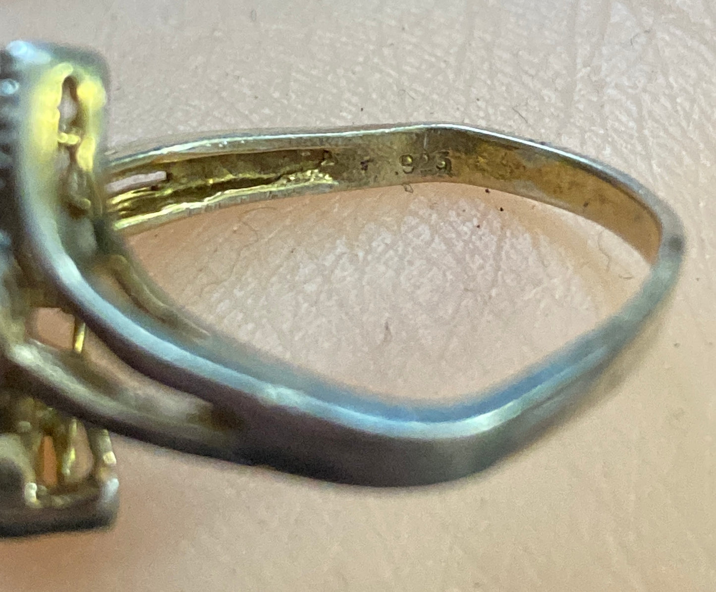 Gold Vermeil Sterling Silver 925 Diamond Heart Ring Sz 7