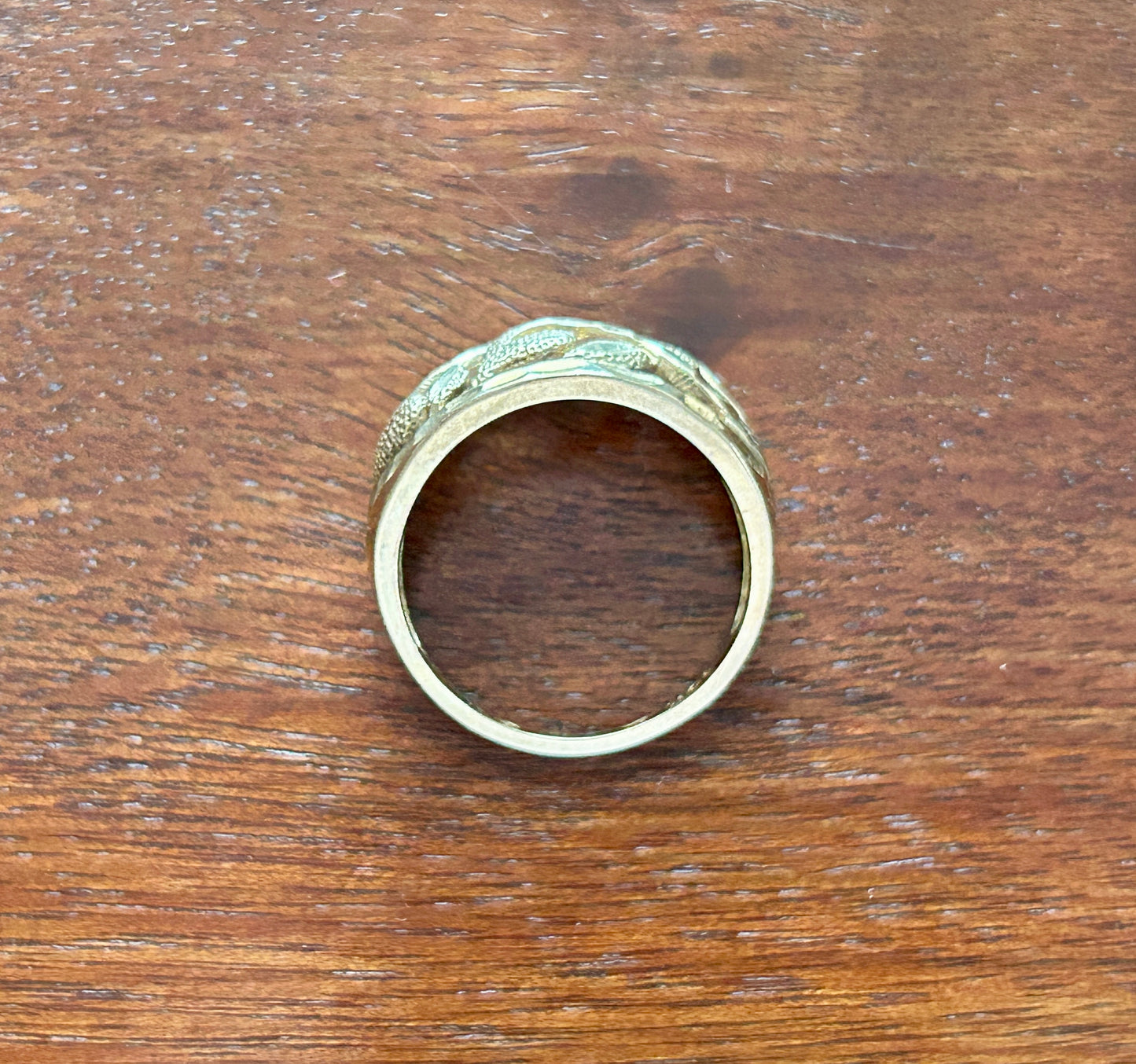 10k Yellow Gold Open Work Floral Motif Cocktail Ring Band Sz 7