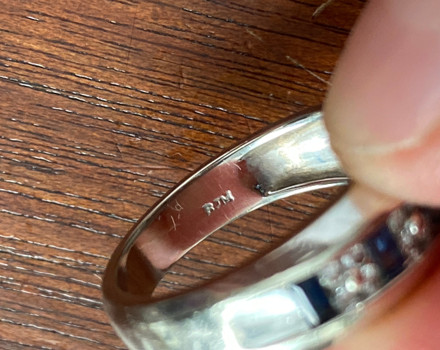 RJM Designer 14k White Gold .25ctw Diamond Sapphire Ring Sz 6.5