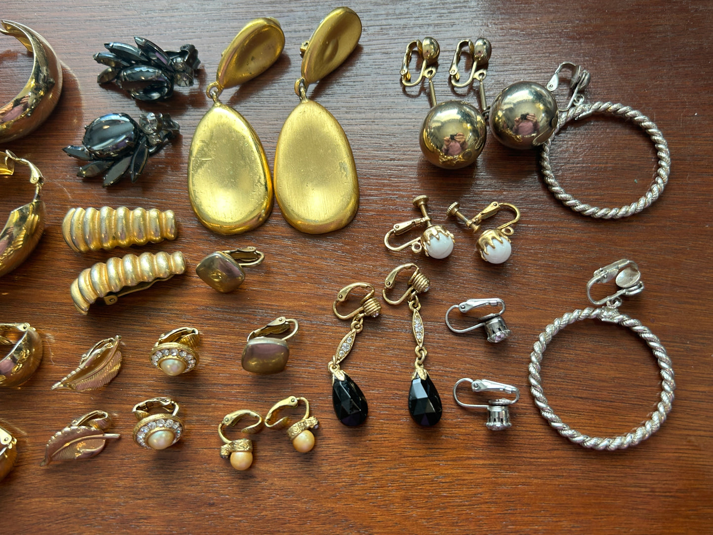 Vintage to Now Clip on Earring Earrings Lot Statement Brushed Gold Modern