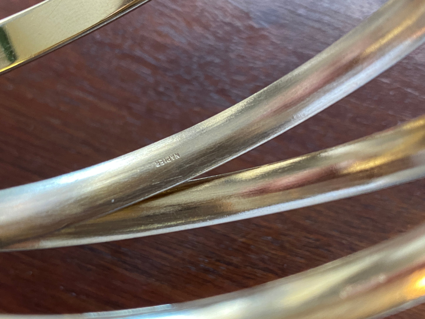 Lot of 4 Vintage Napier Gold Tone Multicolored Bangle Bracelets Enamel
