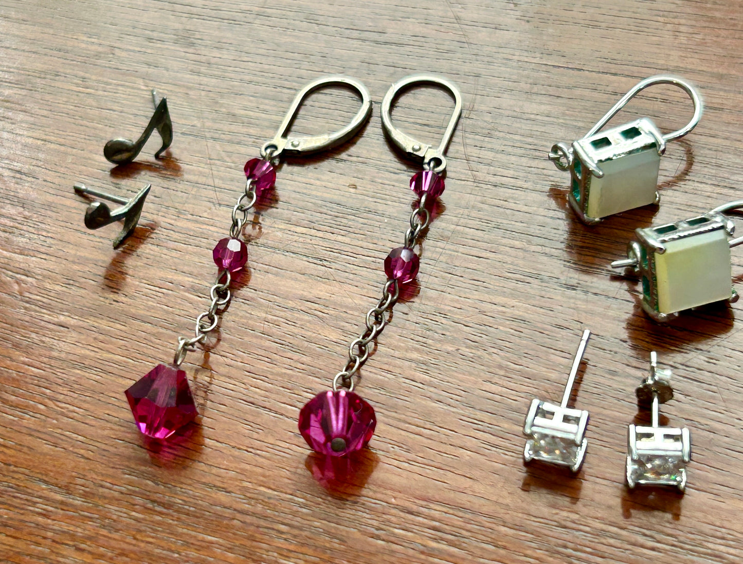 Lot of Sterling Silver 925 Earrings Studs Rhinestone MOP Beaded Dangly Pierced