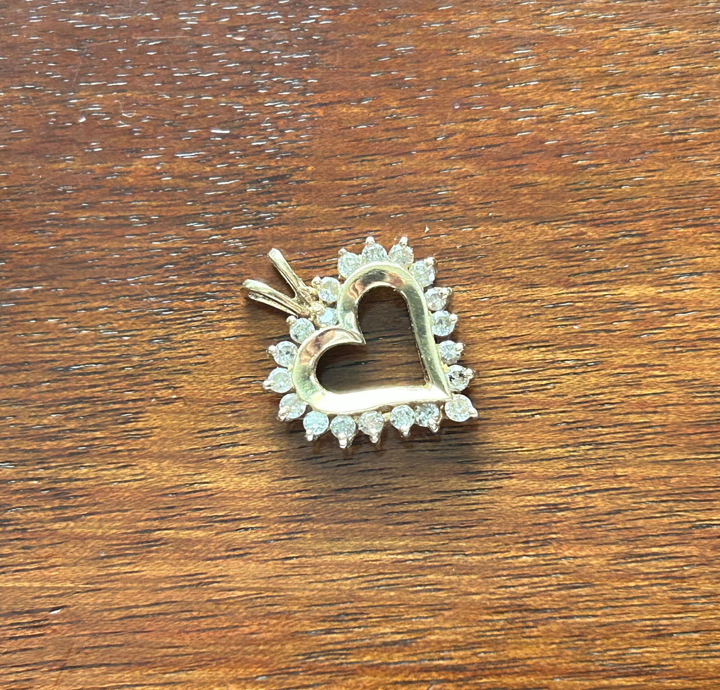 10k Yellow Gold .50ctw Diamond Surround Heart Necklace Pendant