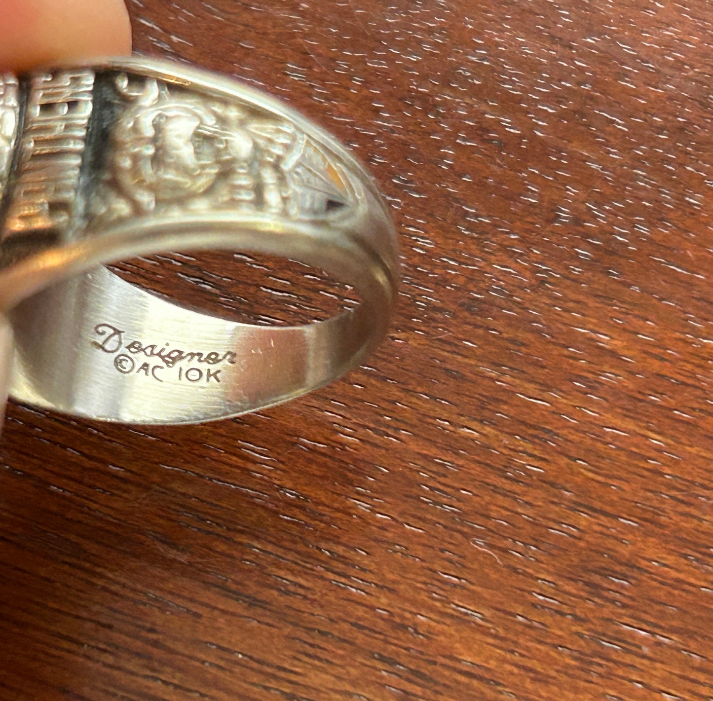 10k White Gold Designer AC Class School Highscool Ring Carroll County Ky 1978