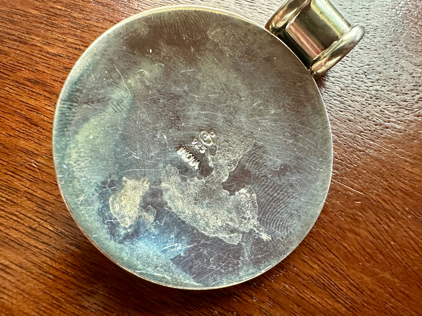 Signed Doug Paulus Sterling Silver 925 Large Round Floral Medallion Pendant