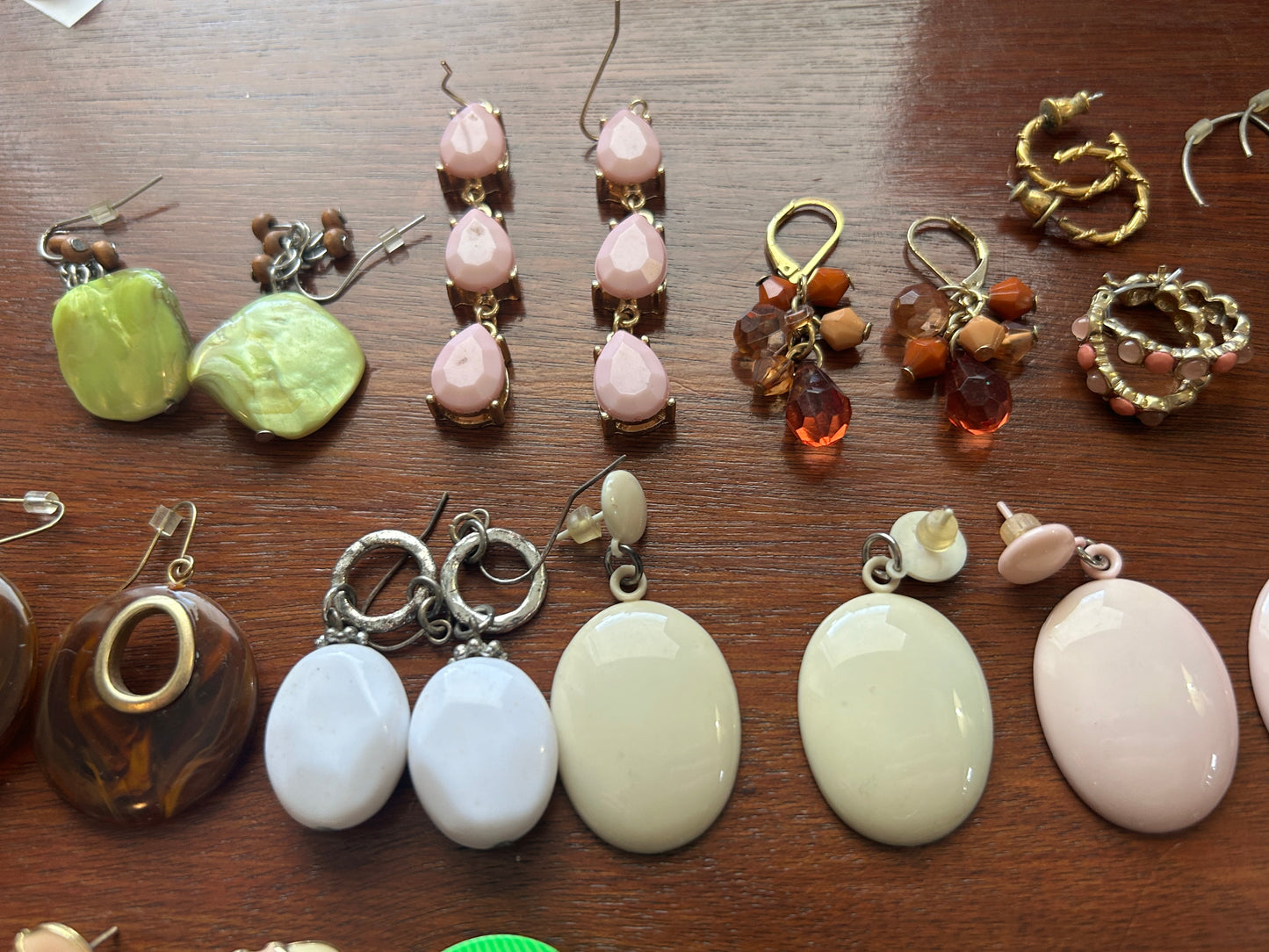Vintage to Now Pierced Earrings Lot 28 Pairs Faux Tortoise Shell Copper Enamel