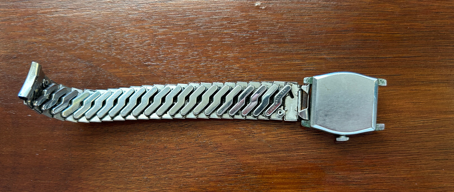 Vintage Olympic Silver Tone Mens Wristwatch Watch 7j