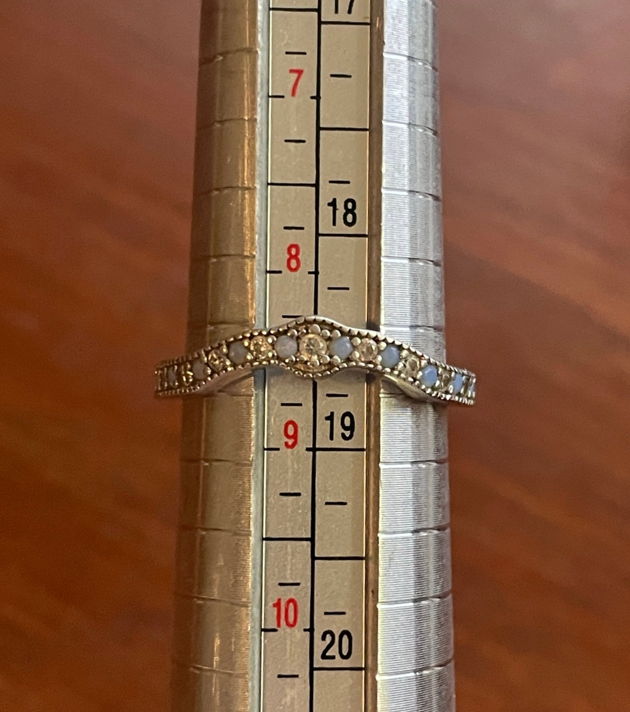 Sterling Silver Blue White Cubic Zirconia Band Ring Sz 8.5
