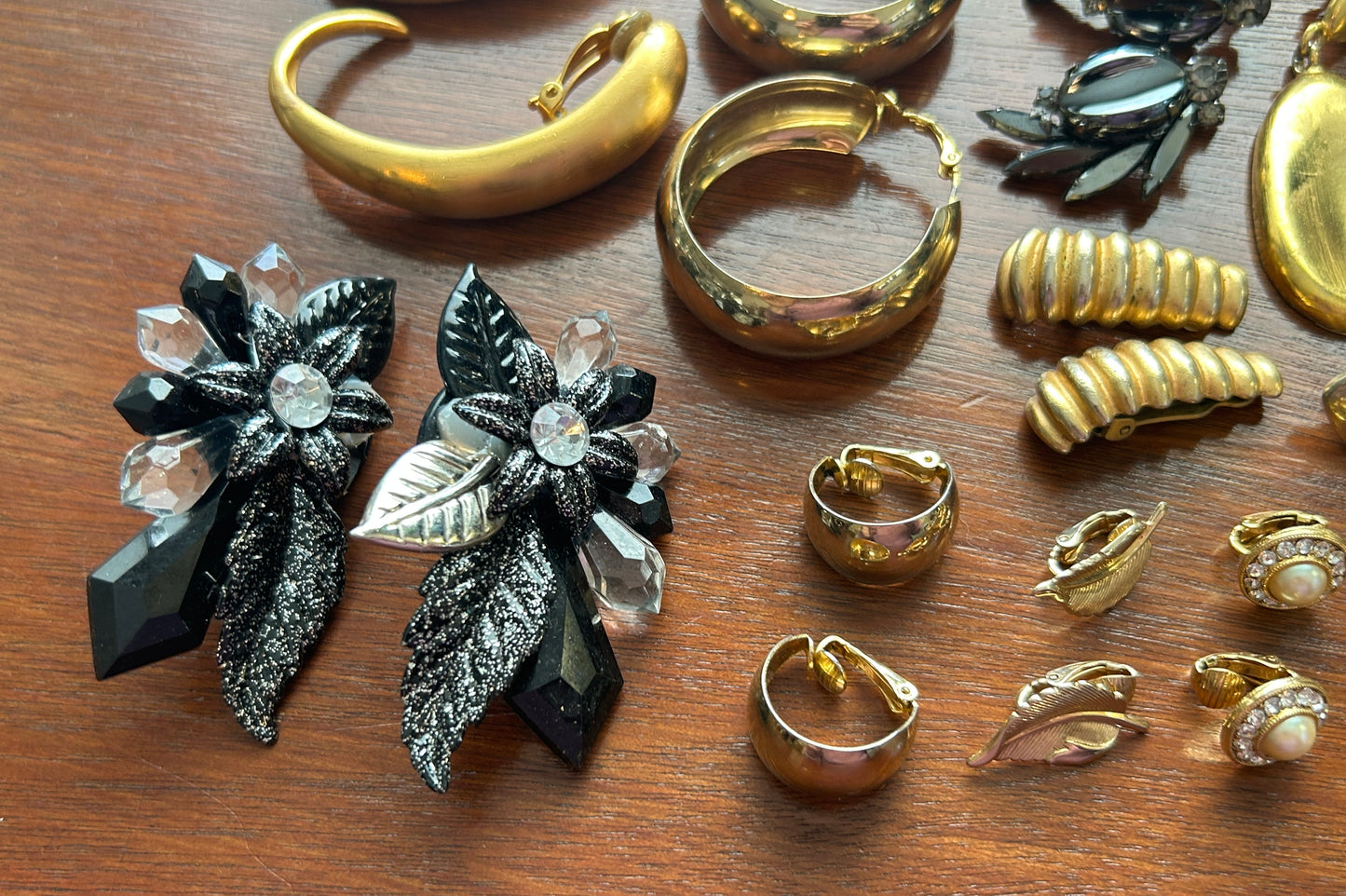 Vintage to Now Clip on Earring Earrings Lot Statement Brushed Gold Modern