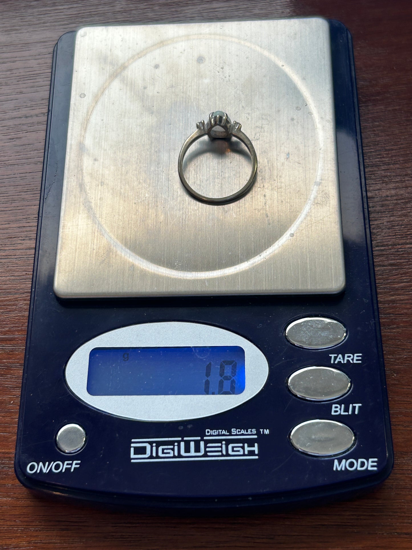14k White Gold Pear Shaped Opal Diamond Accent Ring Sz 6.25