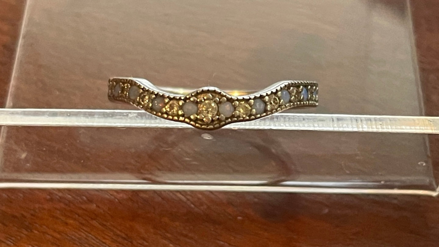 Sterling Silver Blue White Cubic Zirconia Band Ring Sz 8.5