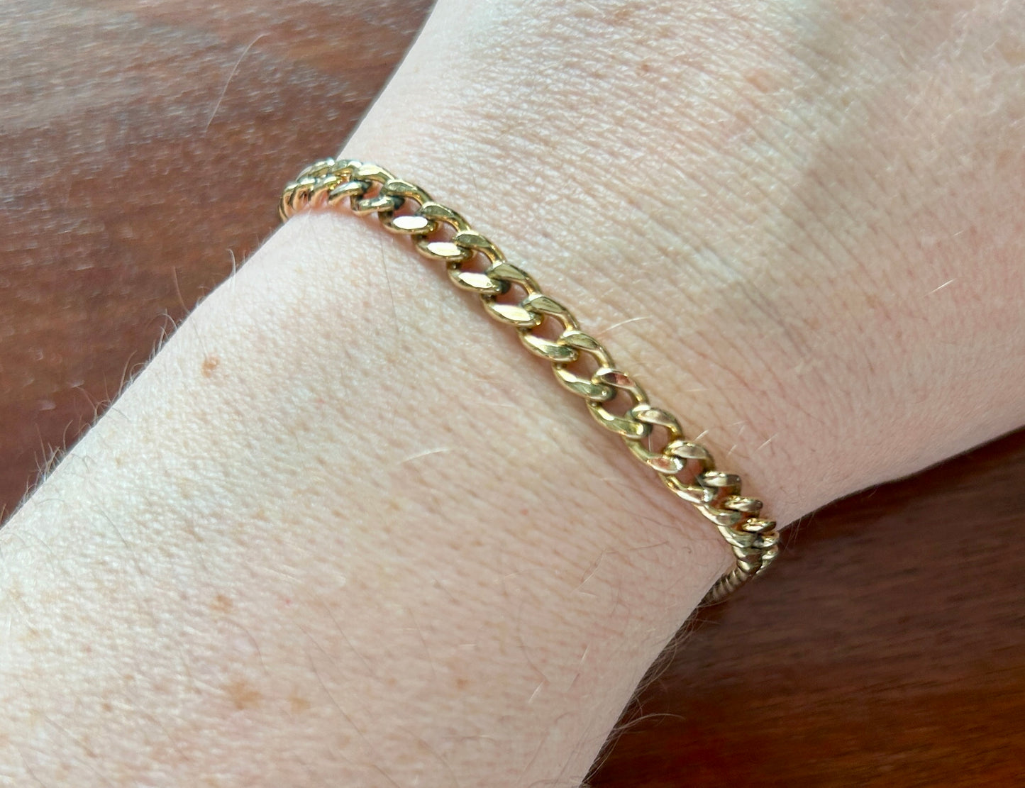 Vintage 1/20 12k Yellow Gold Filled Curb Chain Link Bracelet 6.5" Long
