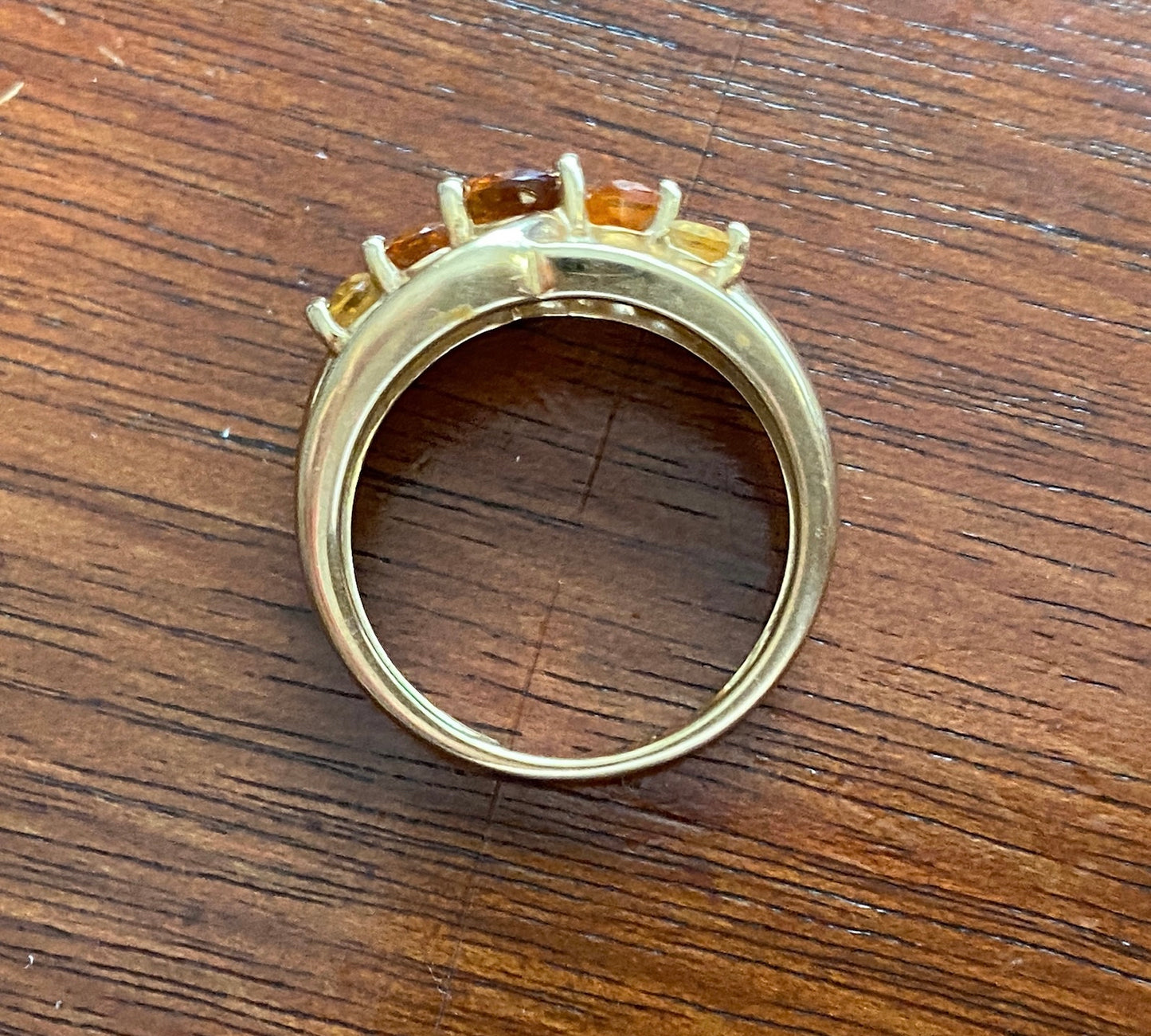 14k Yellow Gold Madeira Citrine Ombre 5 Stone Ring Sz 7.75