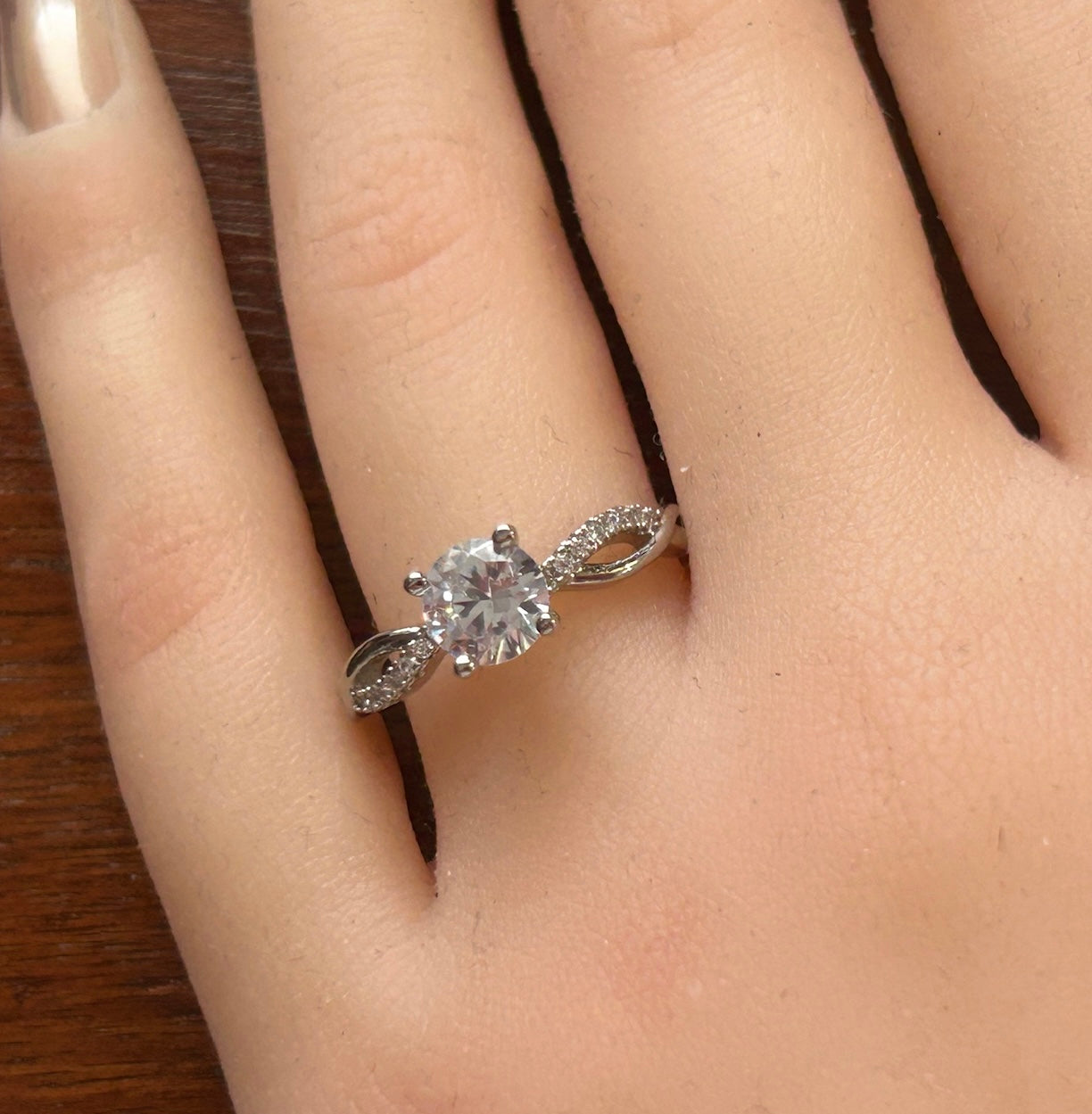 Silver Tone Rhinestone CZ Cubic Zirconia Ring Sz 8