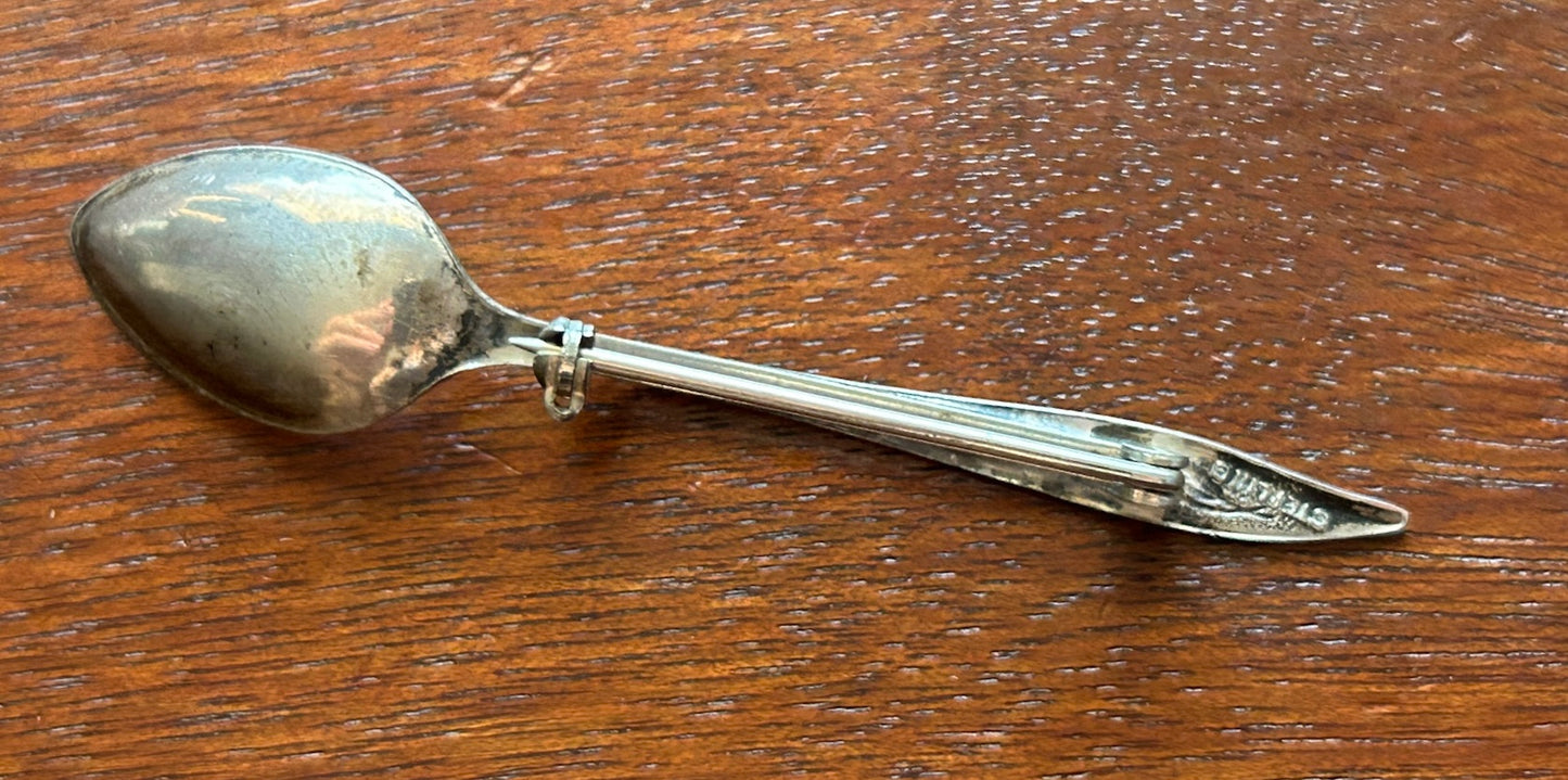 Vintage Sterling Silver 925 Spoon Teaspoon Brooch Pin