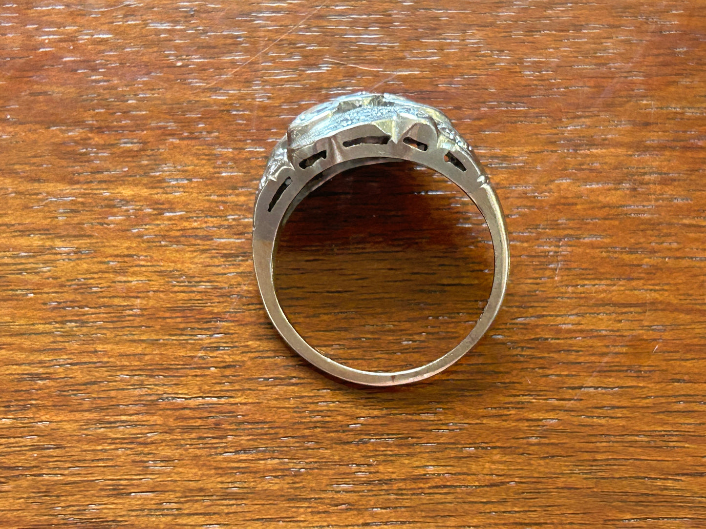 Antique Art Deco Palladium 14k White Gold Bezel Set .50ctw Diamond Ring Sz 6.5