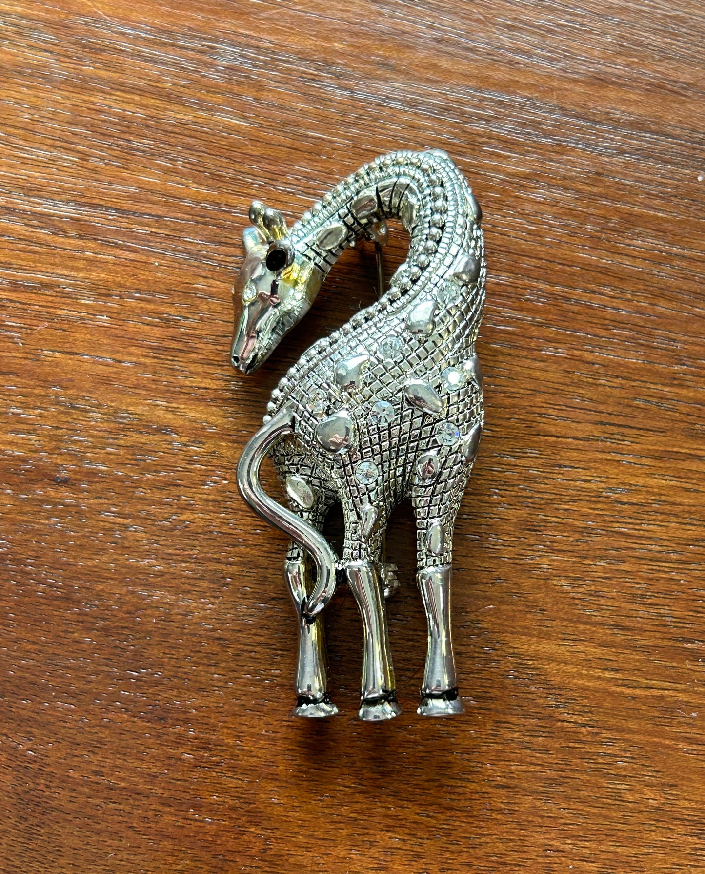 Vintage Premier Designs Giraffe Silver Tone Large Brooch Pin