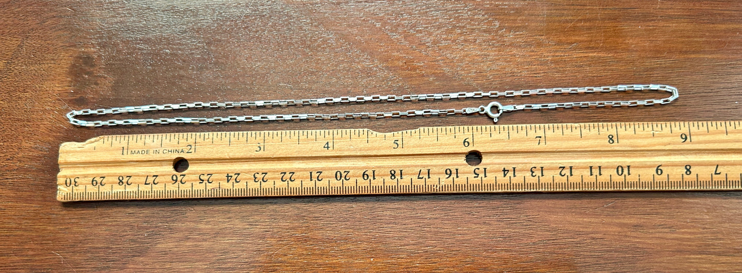 Sterling Silver 925 Paperclip Chain Necklace 18" Long