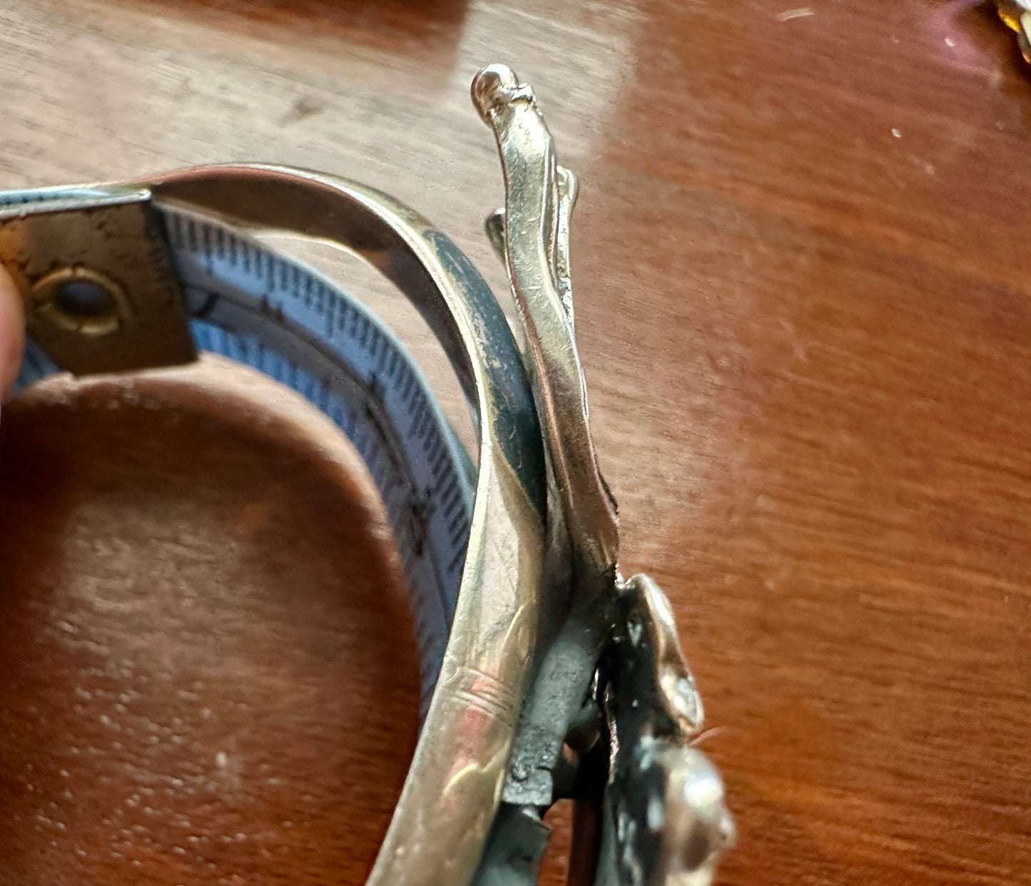Vintage 950 Silver Brutalist Abstract Crowned Woman Cuff Bracelet Heavy
