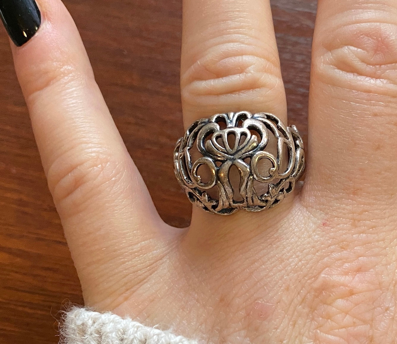 Relios by Carolyn Pollack Sterling Silver 925 Filigree Bombe Ring Sz 9