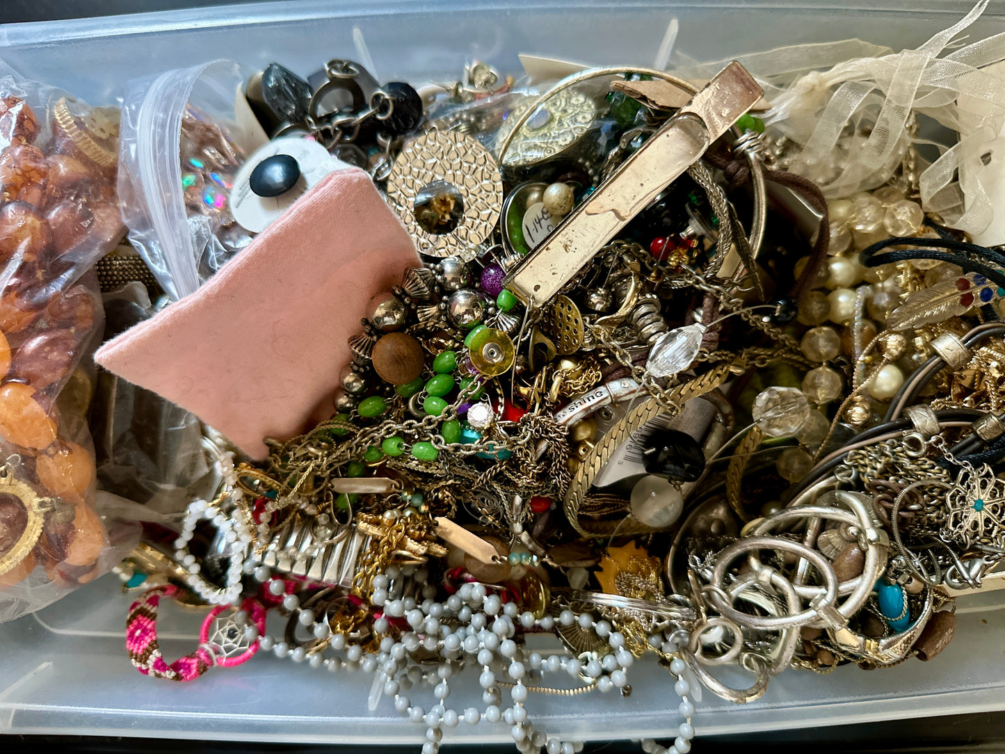 Vintage to Now Jewelry Craft Lot Beads Rhinestone Harvest Chains Repair 7.6lbs