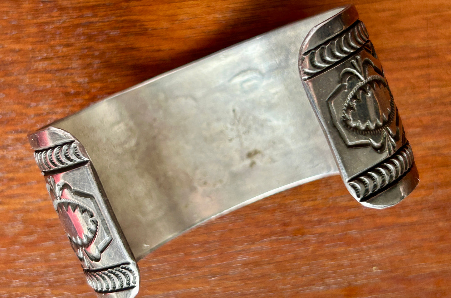 Sterling Silver 925 Signed VJP Navajo Wide Heavy Cuff Bracelet Vincent J Platero