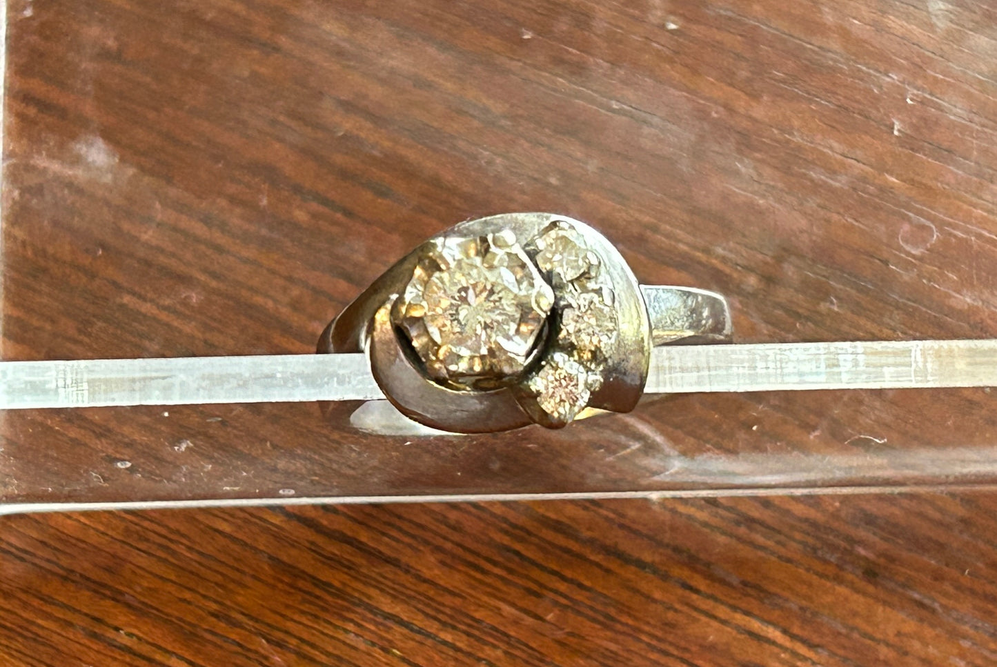 Vintage Signed CRC 14k White Gold .25ct Diamond Ring Sz 4.5