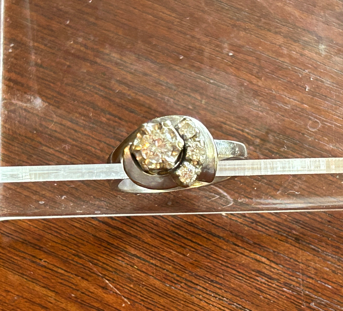 Vintage Signed CRC 14k White Gold .25ct Diamond Ring Sz 4.5