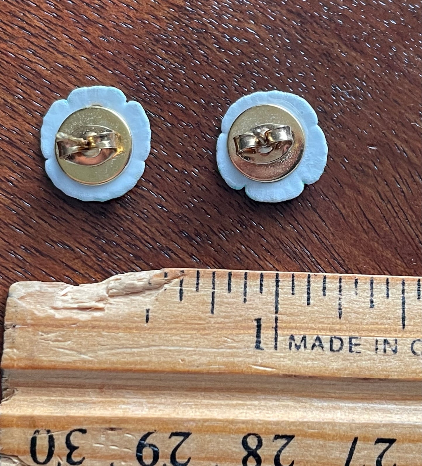 Vintage Small Hand Painted Sand Dollar & Seagull Stud Earrings