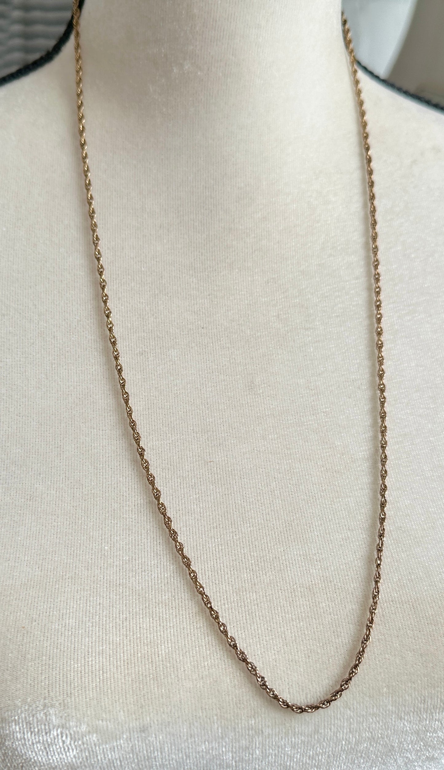 Vintage 1/20 12k Yellow Gold Filled Long Twist Chain Necklace
