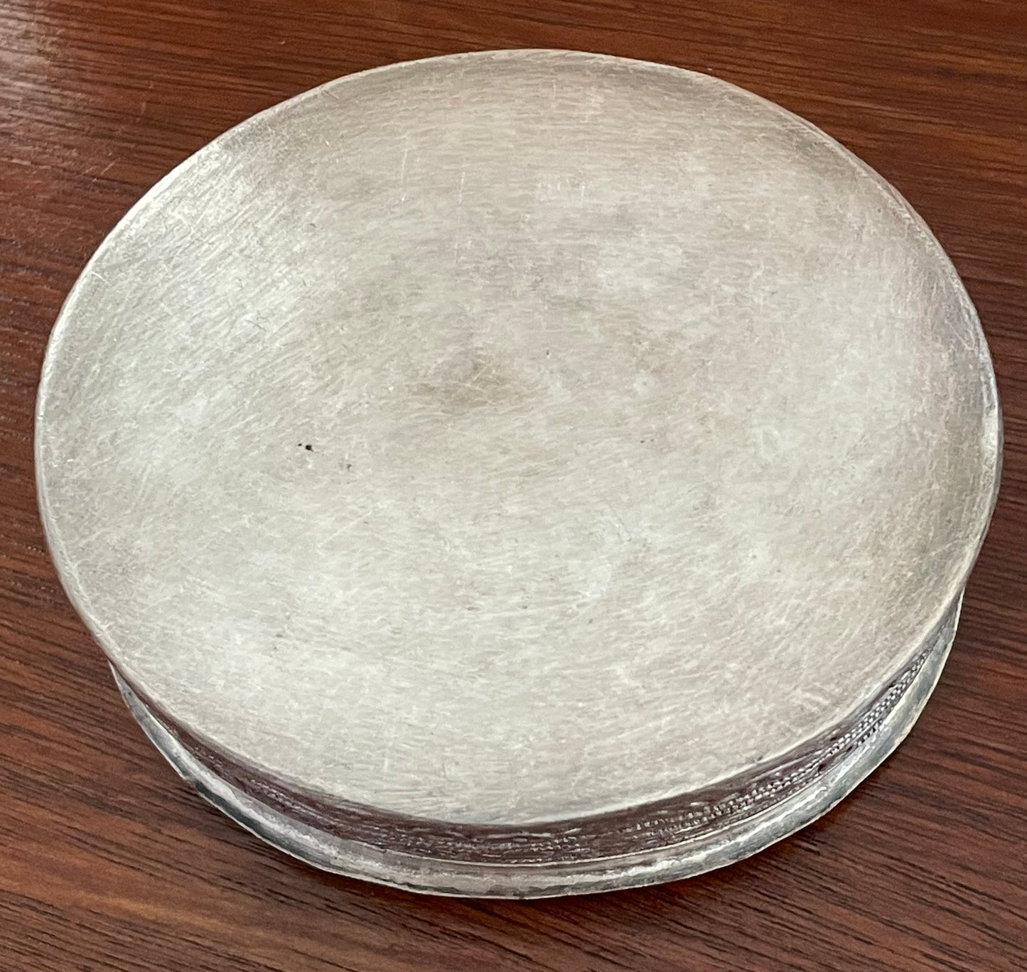 Vintage Silver Tone Blue White Porcelain Trinket Jewelry Box