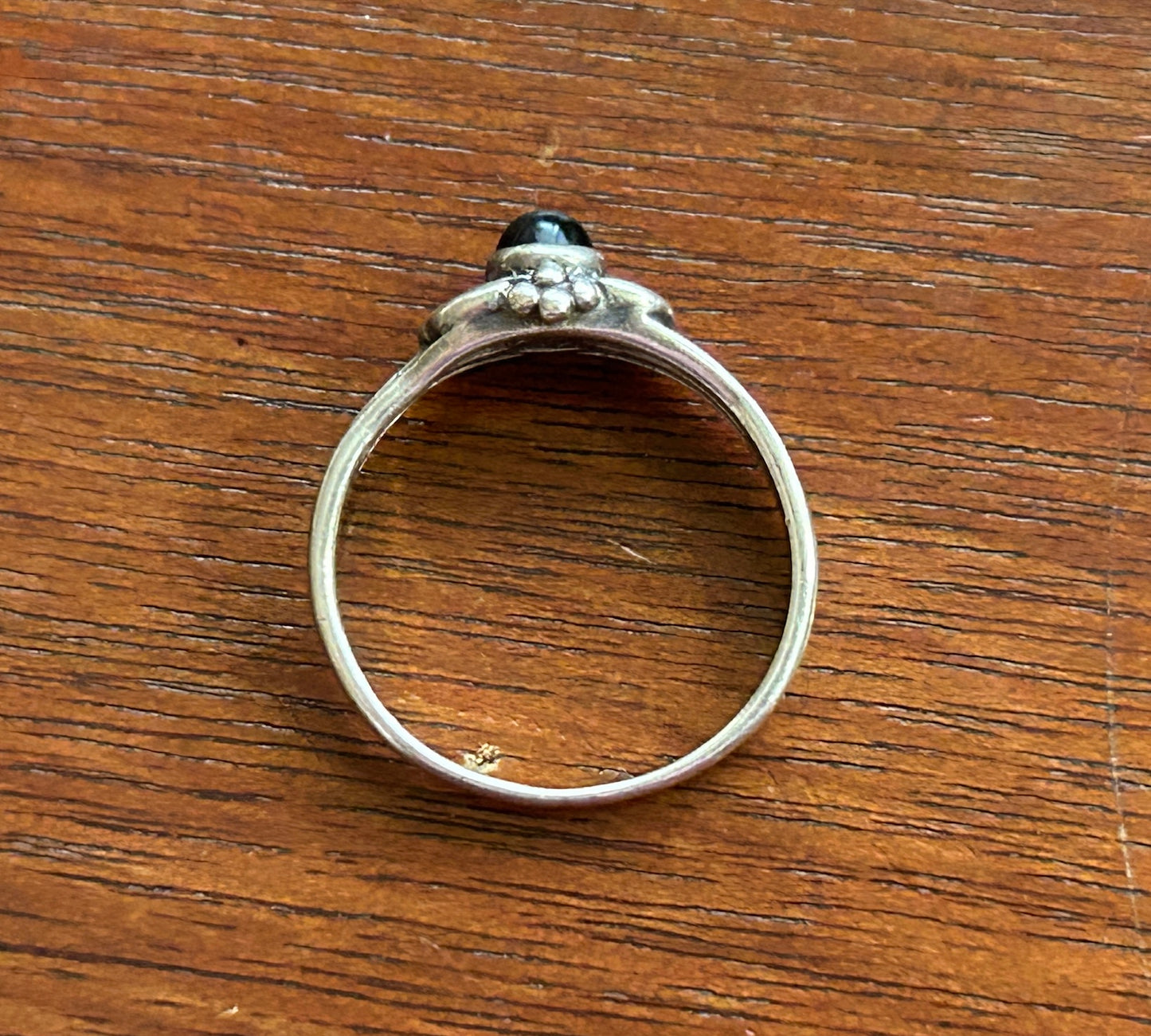 Dainty Sterling Silver 925 Onyx Cabochon Ring Sz 6.75