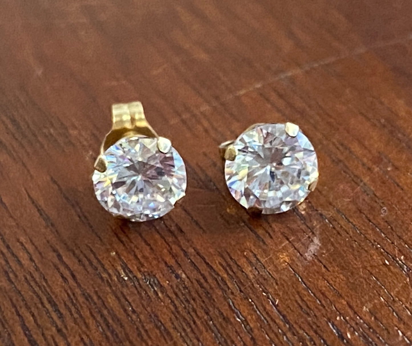 JCM 10k Yellow Gold 6mm Round Cubic Zirconia Stud Earrings