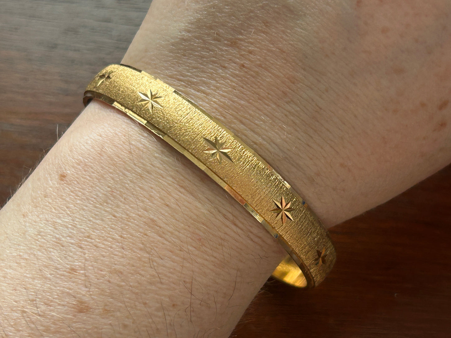 Vintage Monet Gold Tone Starburst Bangle Bracelet